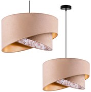 Závesné svietidlo Mediolan, 1x béžové/zlaté/kvetinové textilné tienidlo