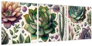 Obraz - Sukulenty (s hodinami) (90x30 cm)