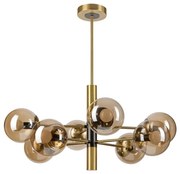 Luster na tyči ROLLO 8xE14/5W/230V zlatá/dymová béžová