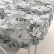 Biante Zamatový oválny obrus Tamara TMR-016 Designové kvetiny na sivozelenom 100x140 cm