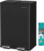 SONGMICS 60L Kuchynský kôš (2x30L), mäkké zatváranie, čierny