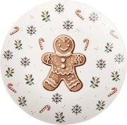 Biely porcelánový dezertný tanierik s perníčkom Gingerbread Magic - Ø 20*2 cm