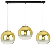 Závesné svietidlo Bergen Gold, 3x zlaté/transparentné sklenené tienidlo (fi 15cm)