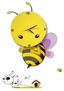 Detské nástenné svietidlo s hodinami Bee Clock, 1x žlté plastové tienidlo