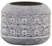 Zinkový antik kovový svietnik zdobený kvetmi Aiglé - Ø 10*8 cm