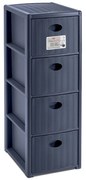 STEFANPLAST Úložný plastový regál Elegance Slim, 4 zásuvky, modrý