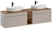 Závěsná skříňka Iconic Lili s deskou a umyvadlem 180 cm kašmírová/dub coast evoke