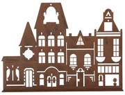 Hrdzavá dekorácia s domčekmi Amster Antiq - 29*5*21 cm