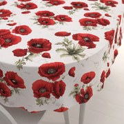 Biante Bavlnený oválny obrus Sandra SA-632 Vlčie maky na bielom 50x100 cm