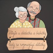 AMADEA Obrázok s textom Vitajte u dedka a babičky tu sa rozmaznávajú detičky 21 cm