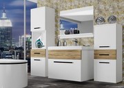 Kúpeľňový nábytok Belini biely mat / dub sonoma + umývadlo + zrkadlo  ROD M 5/0/W/WDS/0/ZW