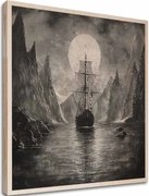 Obraz na dreve - Drakkar pod lunou