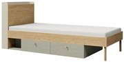 Posteľ Yuki 13 P/L Eukalyptus/Sivá Béžová/Olejovaný Dub