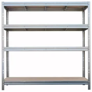 Kovový regál BULLRACK RIVET, 200x180x60 cm, 4x DTD polica, 450 kg na policu, zinok