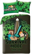 Obojstranné posteľné obliečky z mikrovlákna Minecraft - motív Survival Mode - 70 x 90 cm + 140 x 200 cm - zapínanie na zips