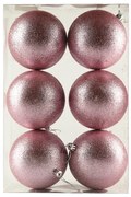 DECOLED Plastová koule, prům. 10 cm, jemně růžová, 6 x glitter