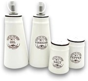 Zeller Present Keramické dávkovače na olej a ocot, soľnička a korenička Súprava CERAMIC, biela 4 ks