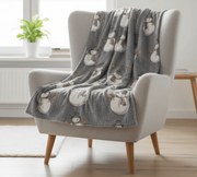 Svietiaca vianočná mikroplyšová deka SNOW BUDDY, sivá Rozmer: 150 x 200 cm