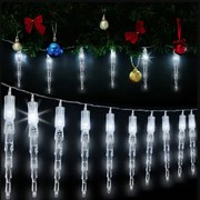 Vianočné svietiace cencúle 6,2m, teplá biela