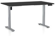 Výškovo nastaviteľný stôl OfficeTech B, 140 x 80 cm, sivá podnož, čierna