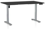 Výškovo nastaviteľný stôl OfficeTech B, 140 x 80 cm, sivá podnož, čierna