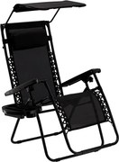 CH Záhradné skladacie relaxačné kreslo so strieškou Zero III - čierna