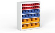 Regál s plastovými boxmi BASIC so zadnou stenou - 1150 x 400 x 920 mm, 16x A, 12x B, 8x C