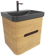 Kúpeľňová skrinka s umývadlom SAT Fusion 57,5x53x45 cm dub medový mat SATFUSION260DMBKMB