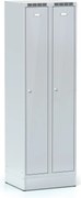 Kovová šatníková skrinka S7 na sokli, 2-dverová, 1904 x 600 x 500 mm, demont, otočný zámok, sivé dvere