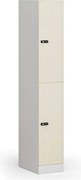 Šatníková skrinka S1 s úložnými boxmi, 2 boxy, 1850 x 300 x 500 mm, mechanický kódový zámok, laminované dvere, breza