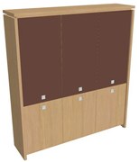 Vysoká skriňa Verno 188 x 46 x 210 cm, kombinované dvere, dub svetlý / hnedá