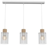 Luster na lanku MADERA 3xE27/60W/230V biela/drevo