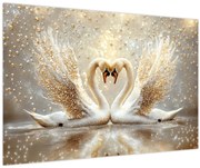 Obraz - Zlaté labute (90x60 cm)