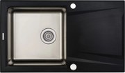 Deante Prime, granitovo-nerezový drez 860x500x220 mm, 3,5" + priestorovo úsporný sifón, 1-komorový, grafitová metalíza, ZSR_G113