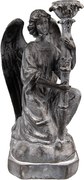 Šedý antik svietnik Anjel - 15*14*29 cm