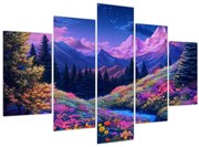 Obraz - Fialová krajina pri úplnku (150x105 cm)