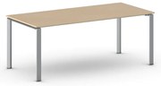 Rokovací kancelársky stôl PRIMO INFINITY, 200x90 cm, sivostrieborná podnož, buk