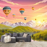 Fototapeta - Balóny nad krajinou (147x102 cm)