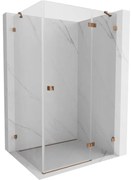 Mexen Lunar, pravostranný výklopný sprchový kút 70 x 80 cm, 8mm číre sklo, ružové zlato profil, 834-070-080-60-00-P