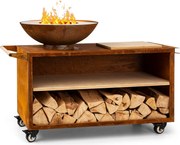 Blumfeldt Savage 2.0 Wide, ohnisko s grilom, bambusová doska na krájanie, ochranný kryt