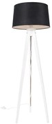 Moderný trojnohý biely s čiernym ľanovým tienidlom 45 cm - Tripod Classic