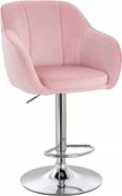 LuxuryForm DESIGN Barová stolička AVOLA VELUR na striebornom tanieri - svetlo ružová