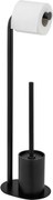 Čierny oceľový stojan na toaletný papier s kefou Levante – Wenko