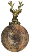 Zlatá antik sklenená vianočná guľa s jeleňom Deer - Ø 8* 14 cm