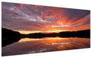 Obraz - Západ slnka nad jazerom (120x50 cm)