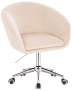 LuxuryForm DESIGN Stolička VENICE VELUR na striebornej podstave s kolieskami - krémová