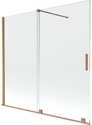 Mexen Velar, 2-krídlová posuvná vaňová zástena 170 x 150 cm, 8mm číre sklo, medená matná, 896-170-000-01-65