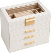 Šperkovnica ELEGANT CASE 25,1x21,5x15,3 cm z eko kože, béžová