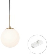 Závesná lampa Art Deco zlatá s opálovým sklom vrátane bieleho adaptéra na koľajnicu 1-fázová - Iconic Flore