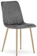 Jedálenská stolička LAVA zamatová sivá / drevené nohy
